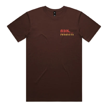 Ark Earth men's tee in Chestnut, front with Ark Earth Products left chest logo