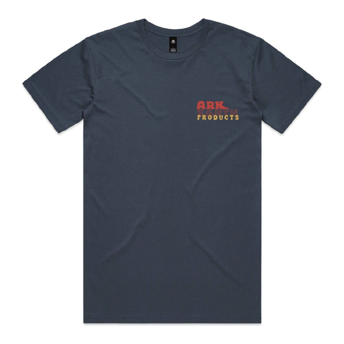 Ark Earth men's tee in Petrol Blue, front with Ark Earth Products left chest logo