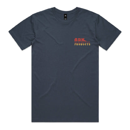 Ark Earth men's tee in Petrol Blue, front with Ark Earth Products left chest logo
